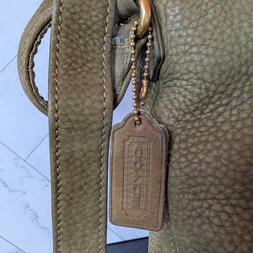 COACH RARE Vintage 1995 Pebbled Leather Olive Green Bucket N5M‑4933 w/ Dusty - Picture 3 of 16